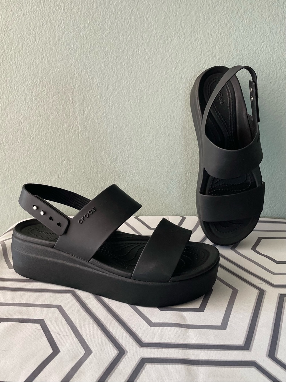 Crocs | Black LiteRide Brooklyn Low Wedge Sandal